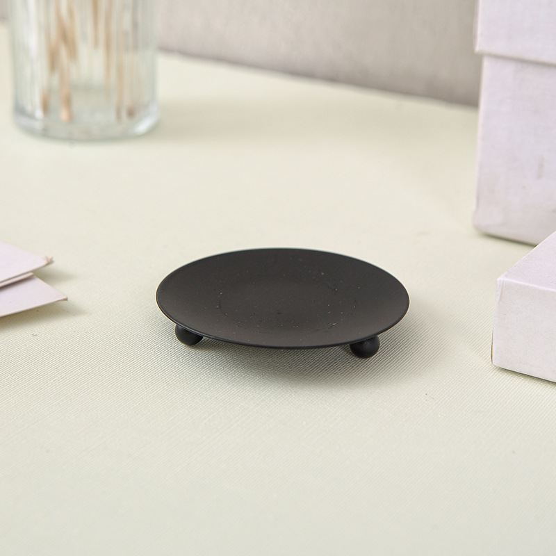 Amazon Oro negro Americano titular de la vela plato pequeño candelabro bandeja hierro asiento redondo metal accesorios boda