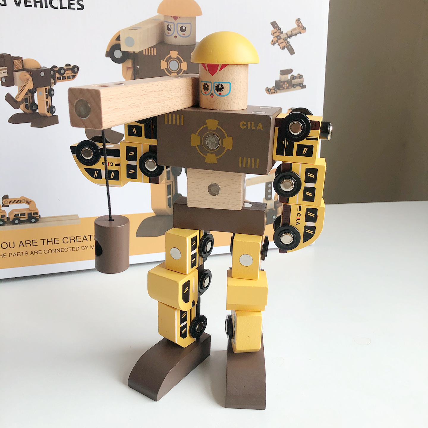 Tiktok caliente combinación creativa robot magnético variedad montaje coche DIY pista ingeniería tren traje