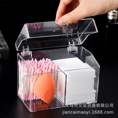 Creative Transparent Cotton Swab Organizer, Crystal Acrylic Dustproof Cosmetic Swab Box, Cosmetics Storage and Organization Tray