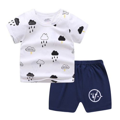 Key customer summer new children's suit boys and girls short-sleeved shorts two-piece set kids cross-border baby children's clothing