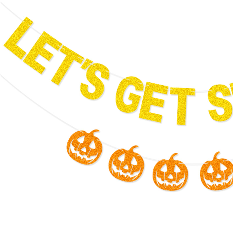 Fiesta de Halloween decoración cadena bandera brillo letras guirnalda calabaza brillo guirnalda