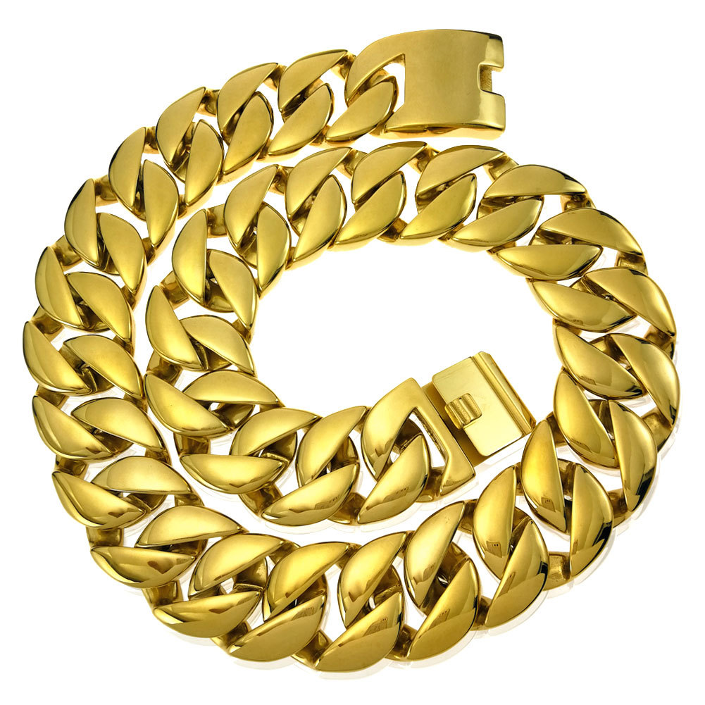 Europa y América nueva 316l Titanium acero hombres grueso collar grande 32mm