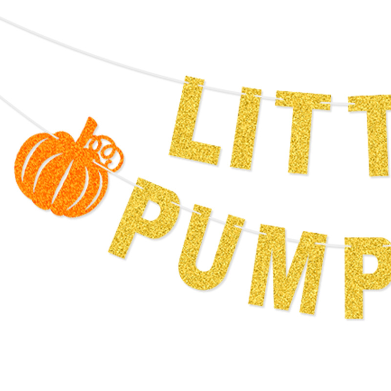 Acción de Gracias decoración del partido europeo y americano cadena bandera guirnalda pequeña calabaza carta brillo guirnalda