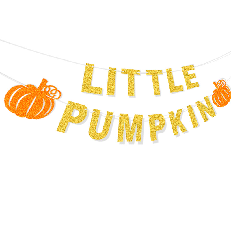 Acción de Gracias decoración del partido europeo y americano cadena bandera guirnalda pequeña calabaza carta brillo guirnalda