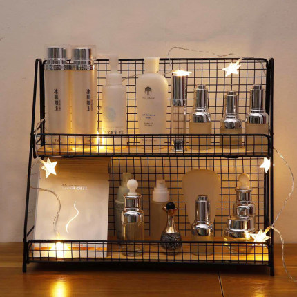 Estante de almacenamiento directo de fábrica de escritorio de múltiples capas de hierro dormitorio escritorio ins joyería cosméticos organizador de almacenamiento rack