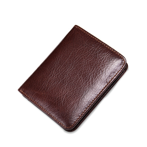 Wholesale handmade wallet men's genuine pickup bag short retro coin purse multi-card layer anti-magnetic cowhide bag dropshipping