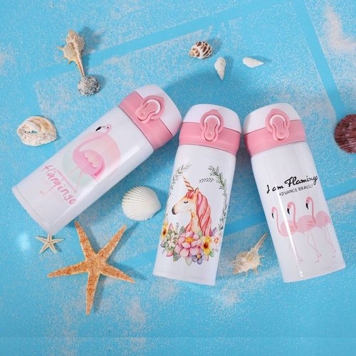 Flamingo Bouncing Cover Thermos Cup, Universal for Couples, Male and Female Students, Portable Car-mounted Insulated Home Water Cup Gift