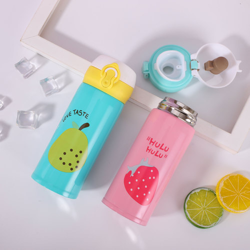 Stainless steel bouncing thermos cup student portable creative cartoon fruit gift water cup wholesale bouncing cup logo