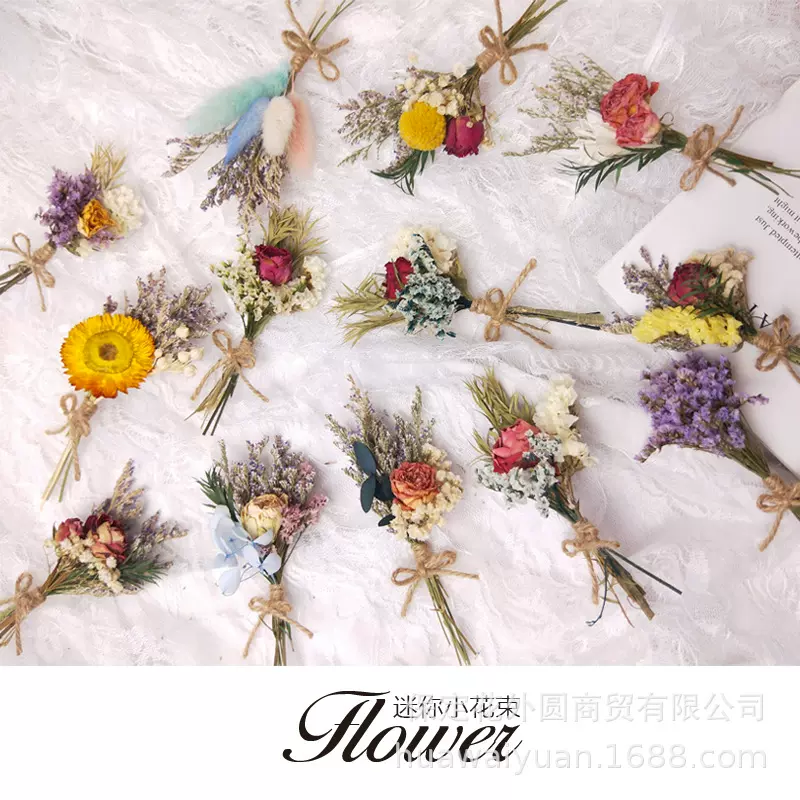 迷你干花花束玫瑰饰礼盒卡片装饰DIY材料拍摄道具鲜花礼品