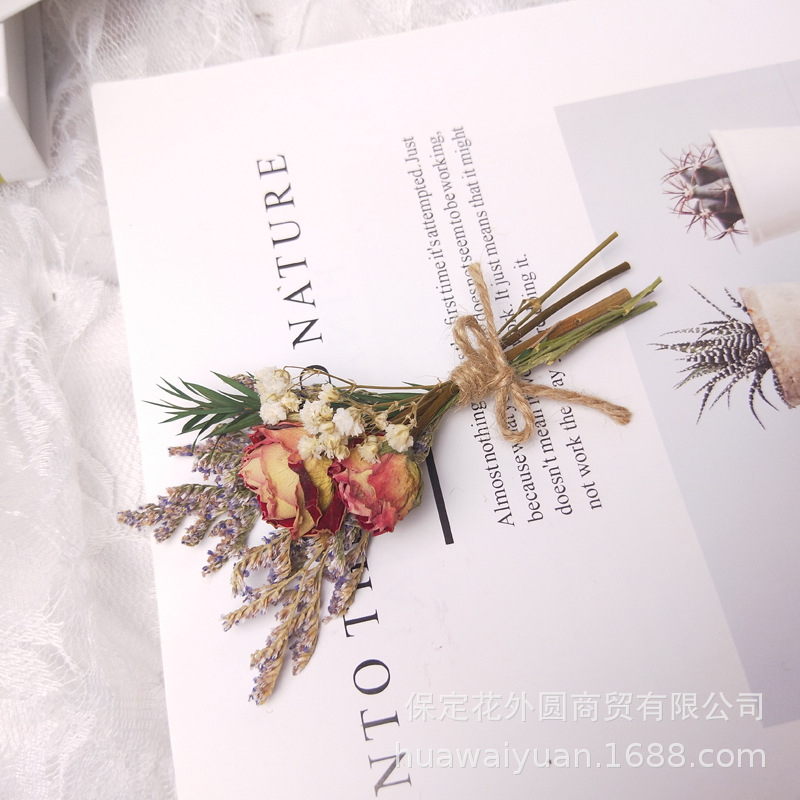 Mini ramo de flores secas, caja de regalo de rosas, decoración de tarjetas, material DIY, accesorios de fotografía, regalos de flores