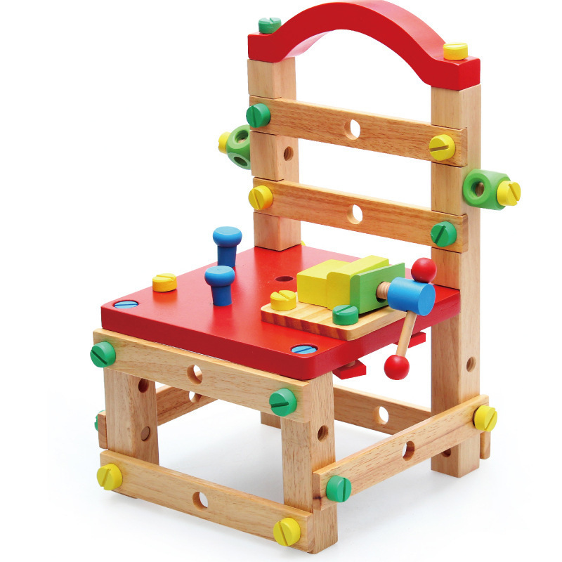 Silla de trabajo de desmontaje inteligente de haya FX07 juguete de combinación creativa multifuncional DIY para niños 2,1 image 1