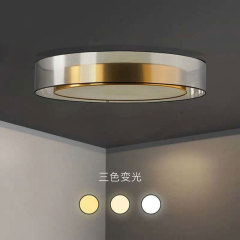 Nordic light luxury living room ceiling lamp master bedroom aisle kitchen designer simple and elegant round all-copper ceiling lamp