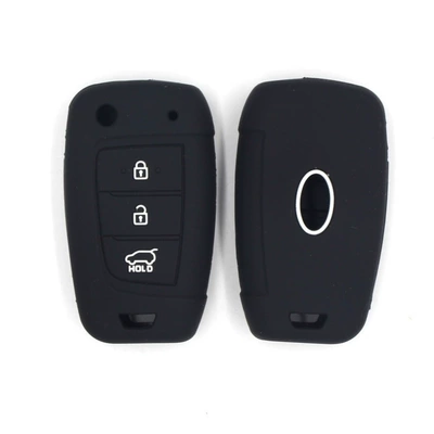 Manufacturer suitable for modern folding 3-key key silicone case environmentally friendly soft rubber key case without car logo (Static Rod/Key Bag) - black