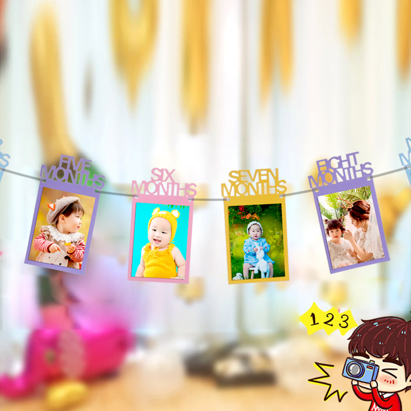 Direct Manufacturer Sale Baby 12th Birthday Photo Banner Party Decoration Creative Horizontal Banner Atmosphere Arrangement Hanging Strip