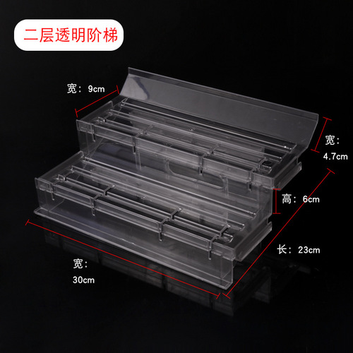 Supermarket cold display rack transparent plastic ladder multi-layer fresh produce display stand vegetable fruit display shelf