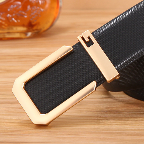 Leather Belt Men's Genuine Leather G Letter Smooth Buckle Youth Business Casual Women's Belt Cowhide Pants Belt
