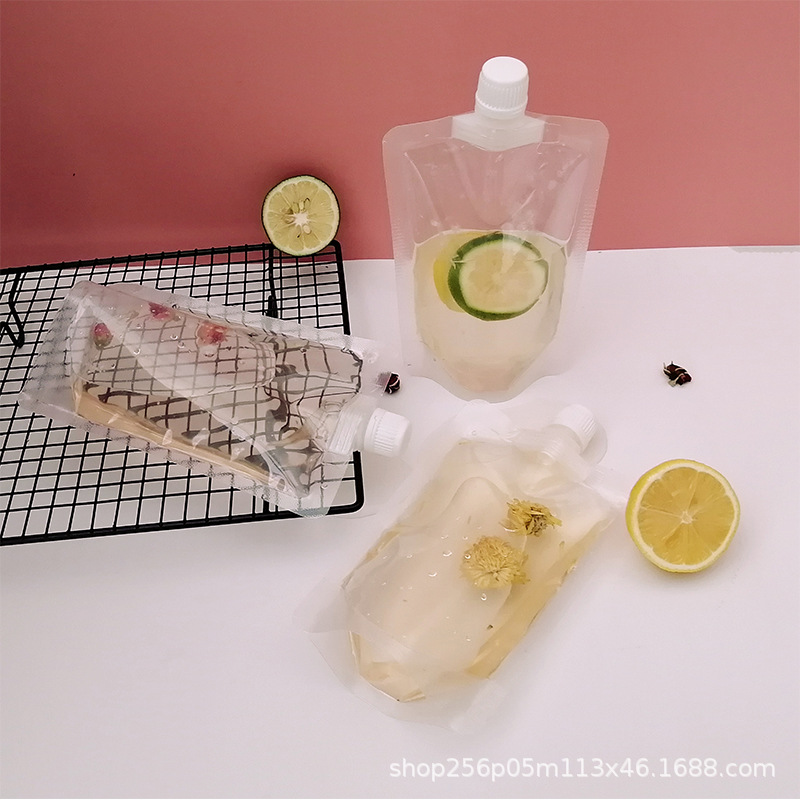 Bolsa de boquilla auto-permanente bolsa de leche máscara de té bolsa de jugo desechable de leche de soja bolsa de embalaje de material caliente al por mayor bolsa de boquilla de Boca Grande