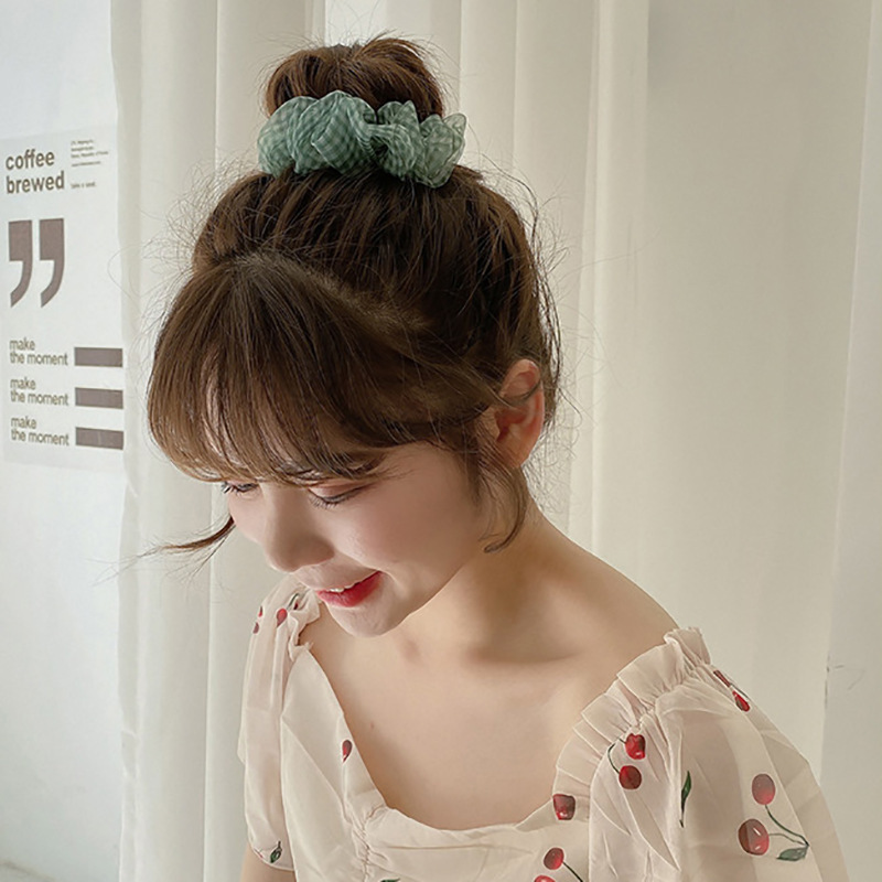 Corea Jk cuerda de pelo ins nuevo transfronterizo grande intestino pelo moda tela celosía tocado simple lindo pelo accesorios hembra