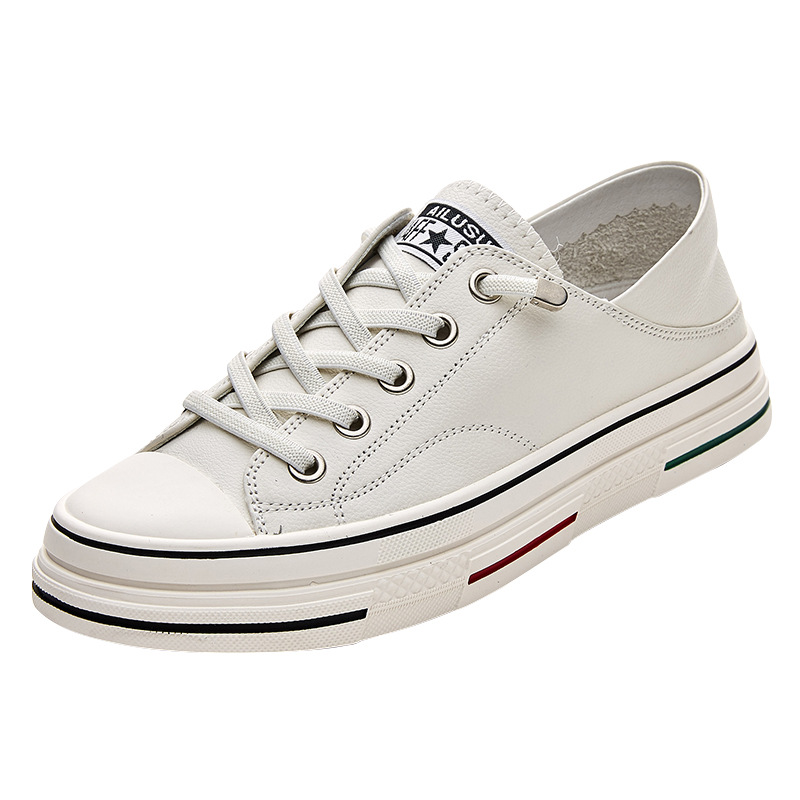 Baskets skate femme en cuir véritable slip-on blanches_voghion.com