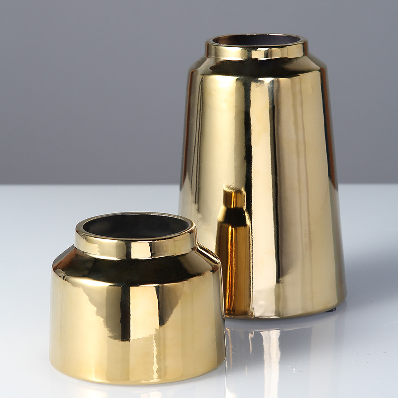 Luz de lujo creativo cerámica decorativa florero oro simple sala de estar flor arreglo florero al por mayor ins hogar arte Decoración