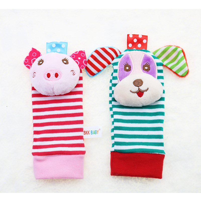 SKKBABY bebé reloj banda de muñeca sonajero bebé animal sonajero calcetines juguetes de peluche 0-12 meses bebé