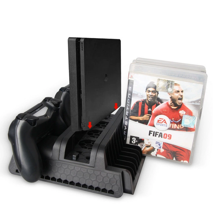 DOBE PS4/SLIM/PRO многофункциональная охлаждающая база PS4 вентилятор охлаждения + держатель для дисков + двойная зарядка
