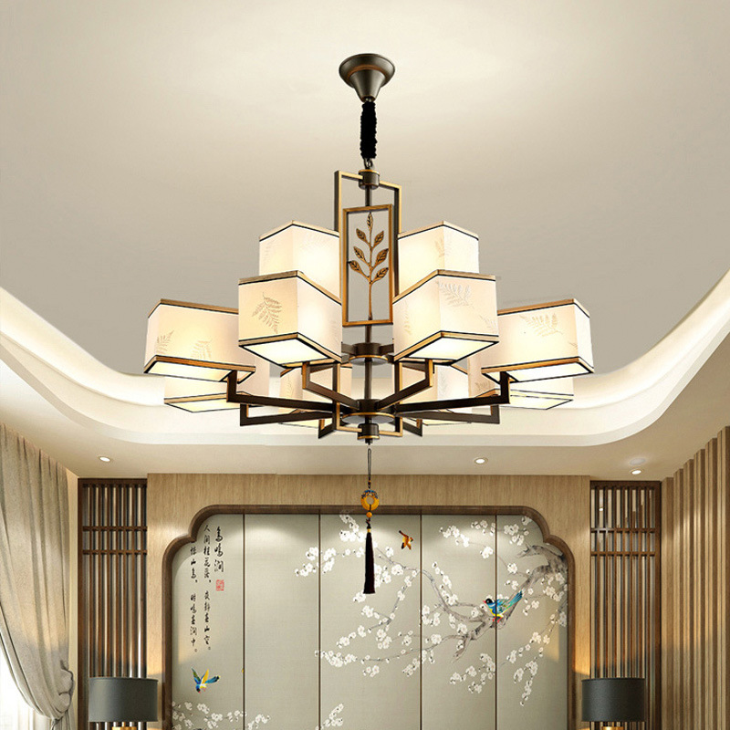 Nueva lámpara china estilo chino estilo creativo dormitorio lámpara de sala de estar casera personalidad Zen edificio dúplex conjunto de lámparas candelables