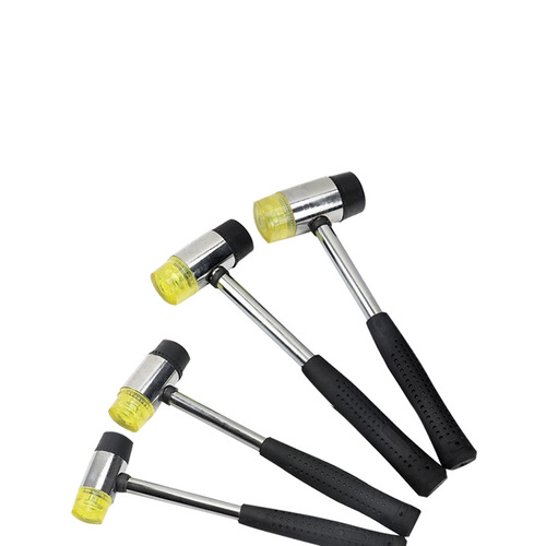 Hardware decoration tools for laying tiles on doors and windows, leather hammer, black glue handle, steel handle, replaceable double-headed rubber installation hammer