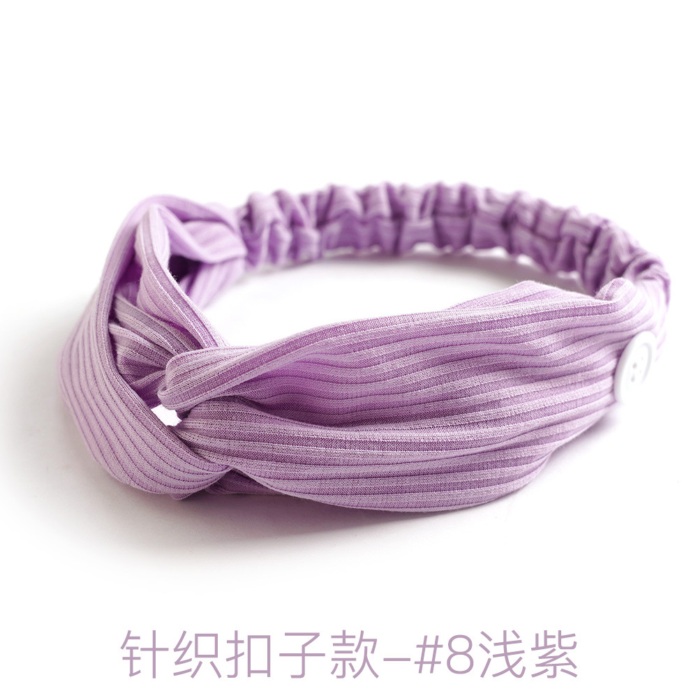 Button hair band#8 shallow purple