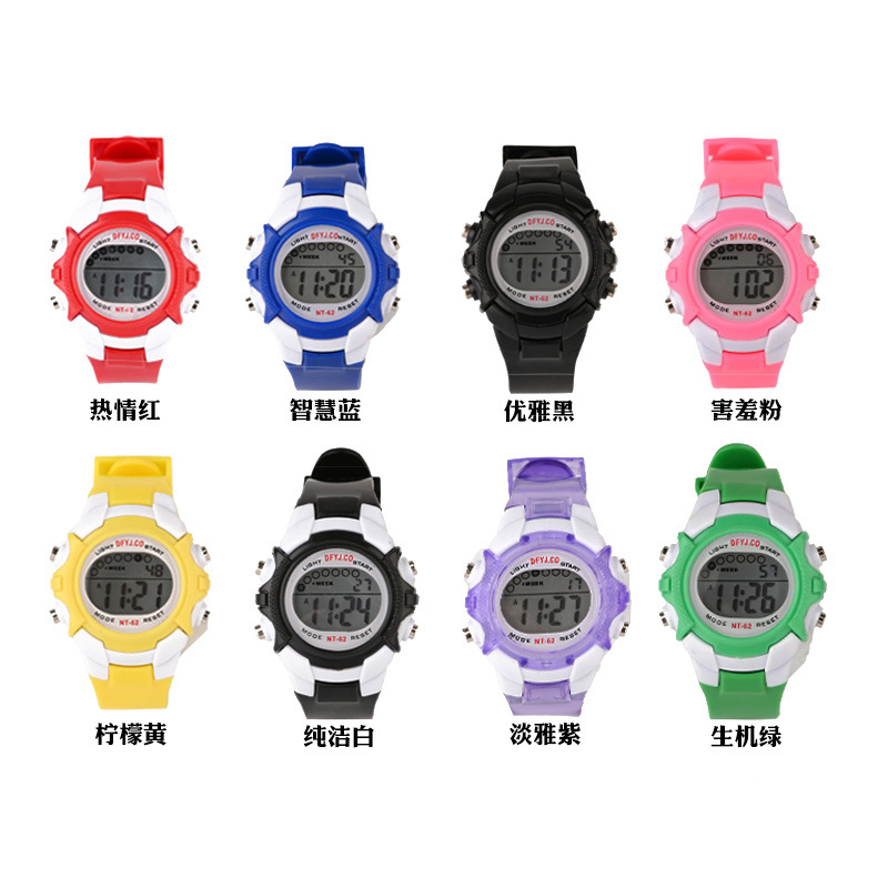 Fábrica de relojes electrónicos al por mayor multifuncional 5-15 años niña pequeña estudiante casual colorido reloj luminoso