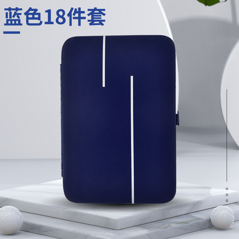 JGJ pintura artesanía azul manicura uñas Clippers 18-piece set belleza alicates pedicura cuchillo herramientas de uñas conjunto de belleza