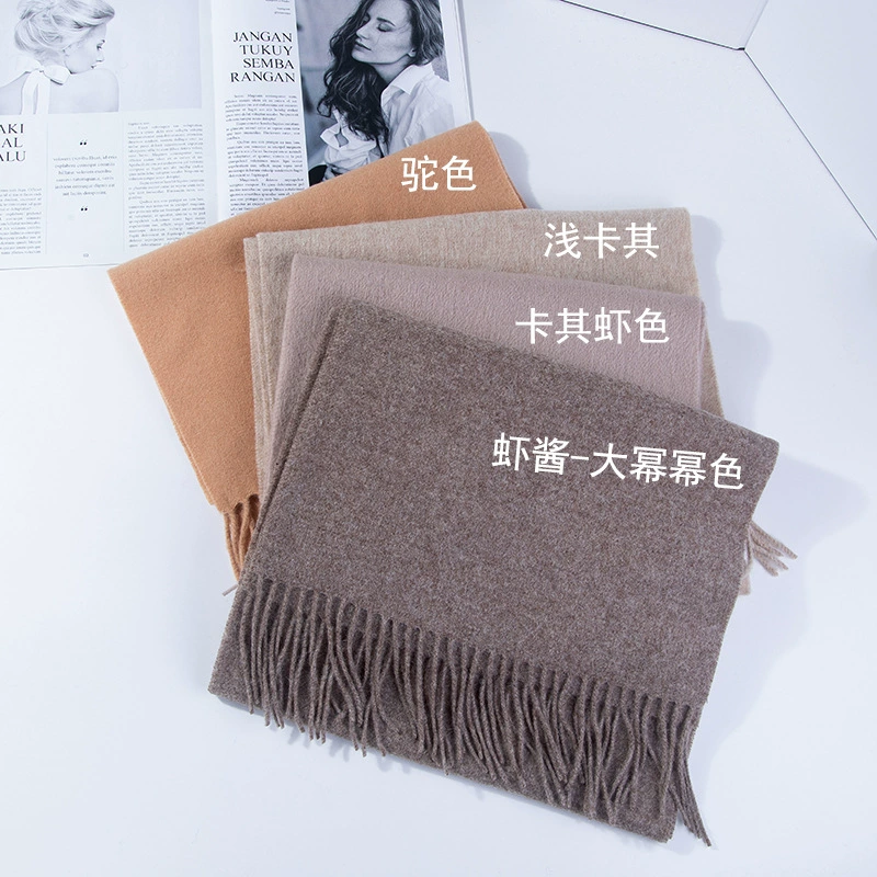 Woolen colored winter scarf, universal keep warm cloak, wholesale, increased thickness, simple and elegant design