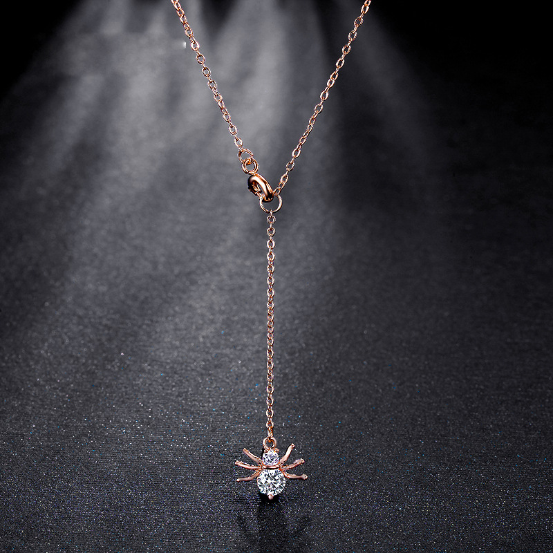 Cross-border Amazon Hot Insect Shape Diamond Women's Necklace Fashion Simple Personality Pendant ins Wholesale