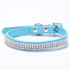 Factory direct selling small and medium -sized dog shiny rhinestone pet collars Multi -row of net diamond PU leather dog neck cat collar