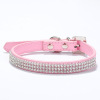 Factory direct selling small and medium -sized dog shiny rhinestone pet collars Multi -row of net diamond PU leather dog neck cat collar