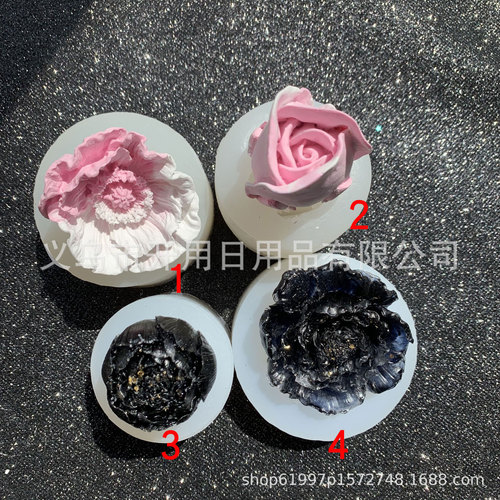3D three-dimensional poppy flower silicone mold peony bud rose crystal drip mold aromatherapy handmade soap
