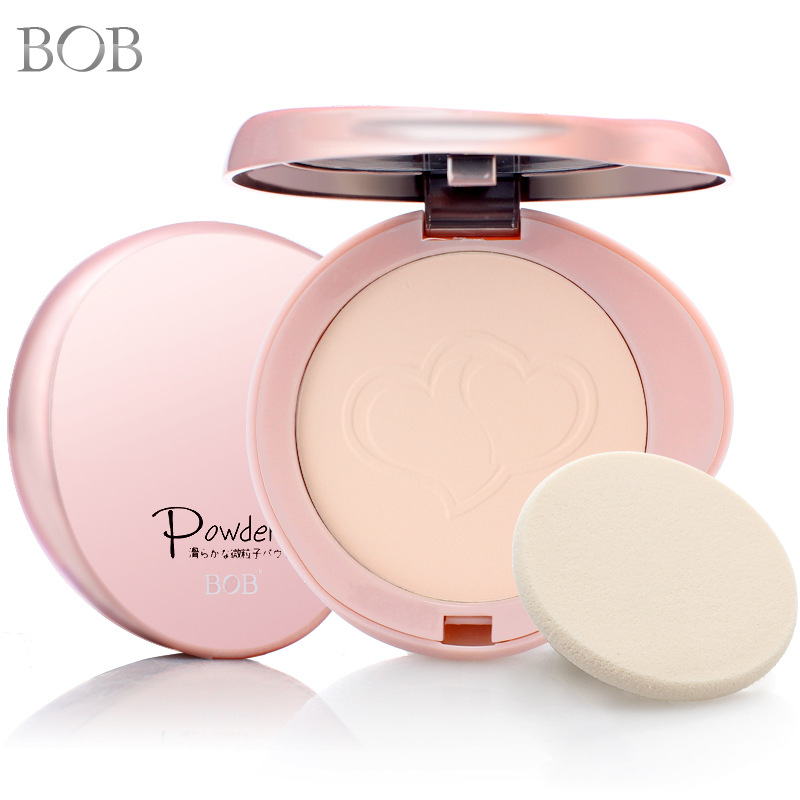 BOB's heart is clear and flawless powder cake oil control concealer powder fine and long-lasting makeup dry powder brightening domestic color makeup
