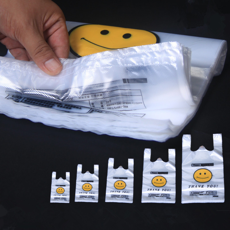 笑脸背心袋批发PO塑料马甲袋水果外卖打包袋超市日用品手提袋加厚