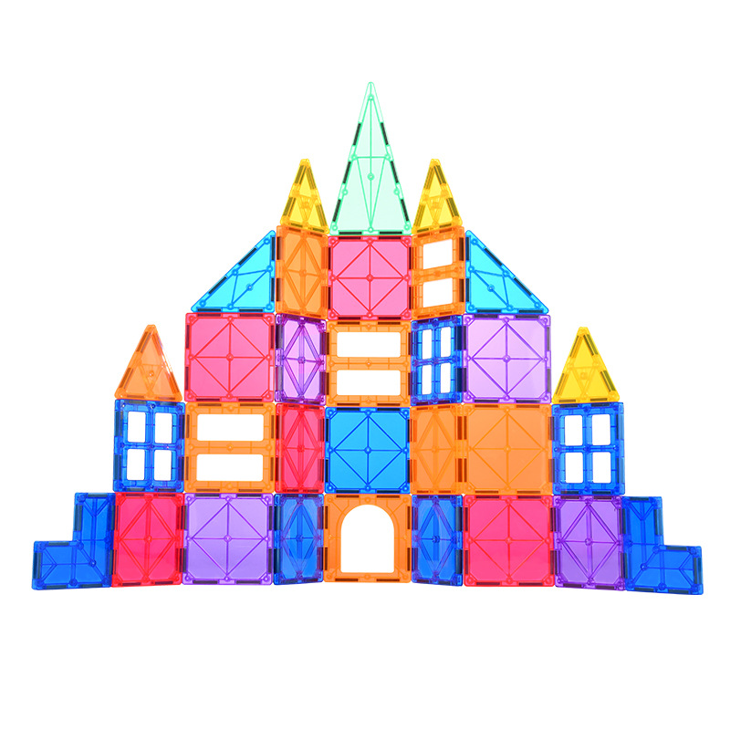 Bloques magnéticos de colores para niños de 3 años, bloques magnéticos educativos para niños y niñas, juguetes de construcción, 120 piezas en una caja de colores.