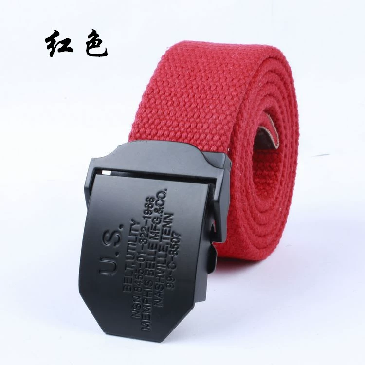 Men's black cloth woven travel adjustable belt