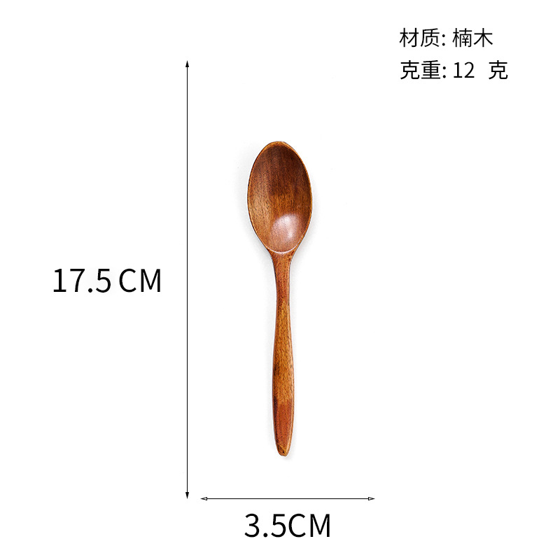 Nanmu Cuchara de madera pequeña con mango largo y corto Cuchara de sopa para niños japoneses Cuchara de miel Cuchara de café para mezclar Cuchara de cuchara de madera al por mayor