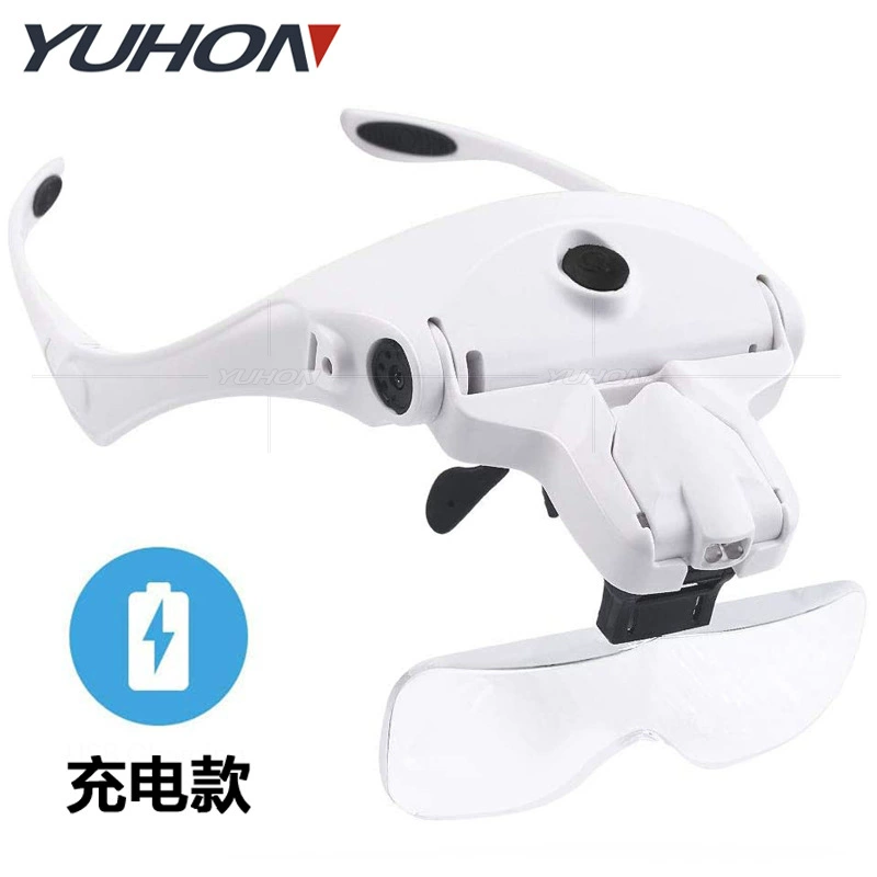 Перезаряжаемое головное увеличительное стекло 2 светодиодные фонари чип техническое обслуживание прибор для обнаружения считывания ресниц прививка красоты