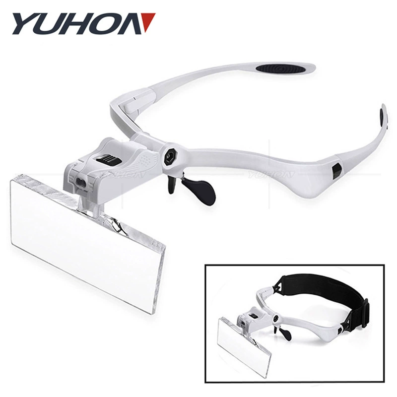 Модернизированные портативные очки на голове Светодиодная подсветка в оправе с увеличительным стеклом, сменная пятикратная оптическая линза