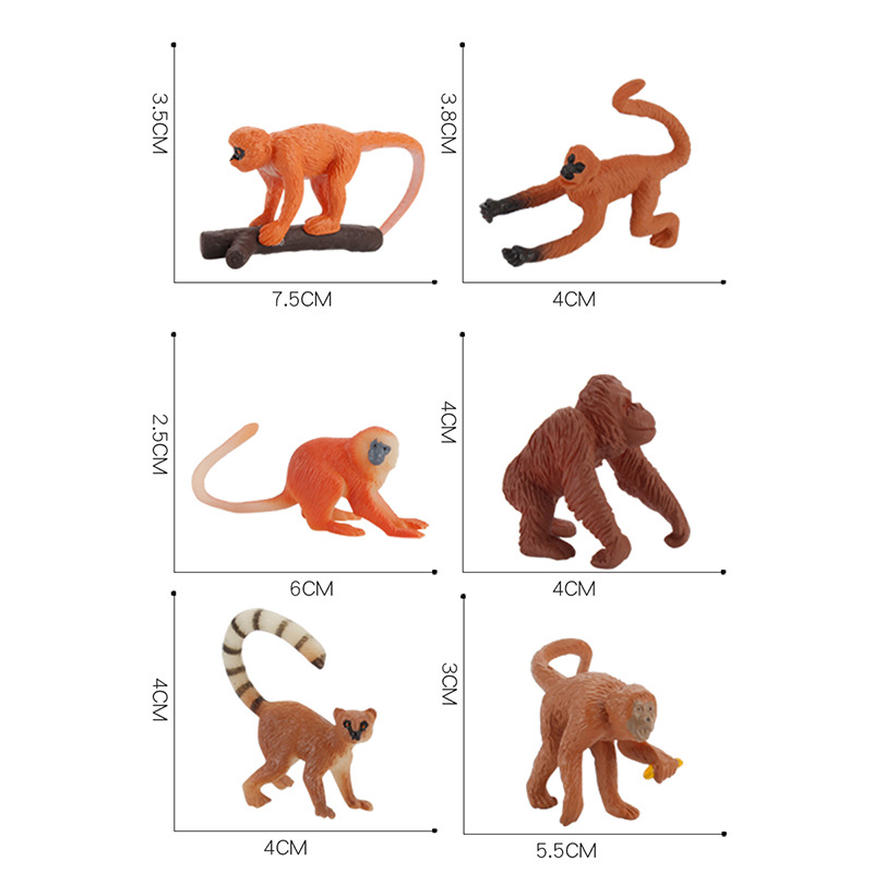 Comercio exterior Venta caliente simulación zoológico mini mono traje modelo oro mono orangután diversión animal decoración modelo