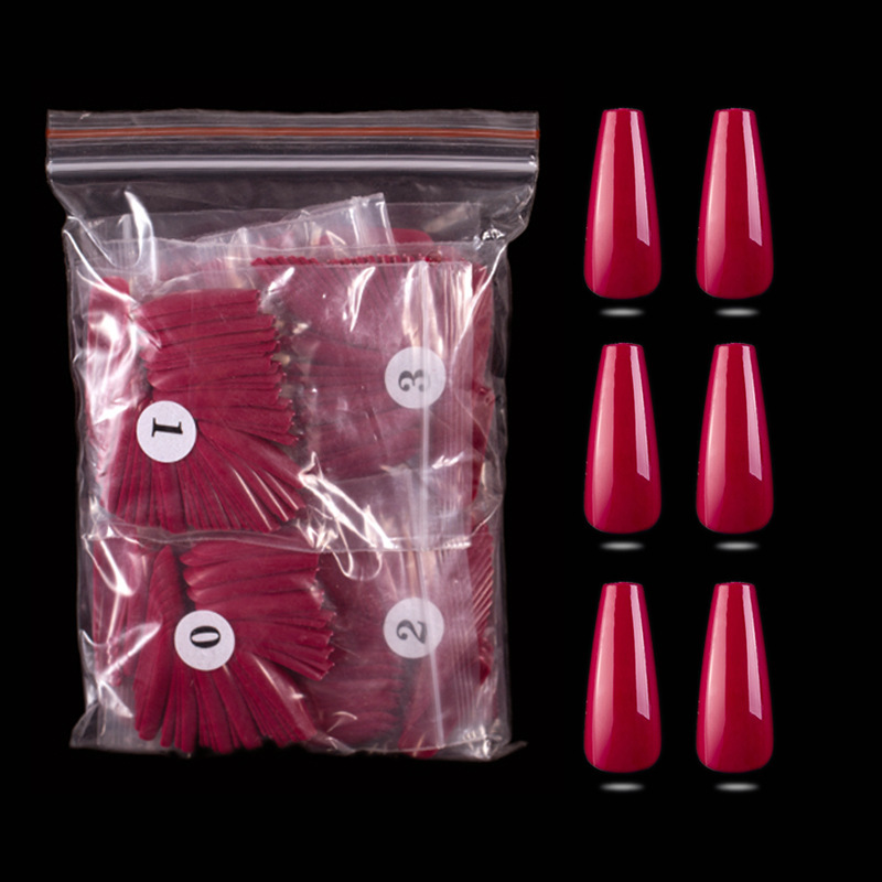 500 Pieces of Solid Color Long Ballet T-Shaped Wearable Fake Nails Coffin Nails Armor Pieces Fakenail Foreign Trade Cross-Border