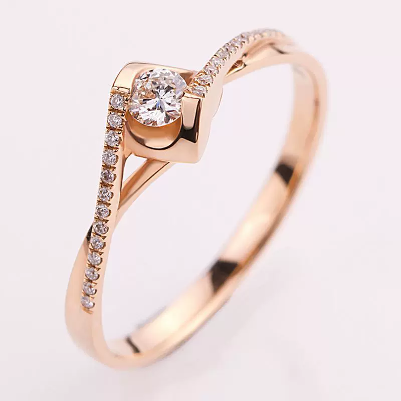 18K金钻戒女镶嵌天然南非钻石玫瑰金黄金伴镶结婚求婚戒指女定制