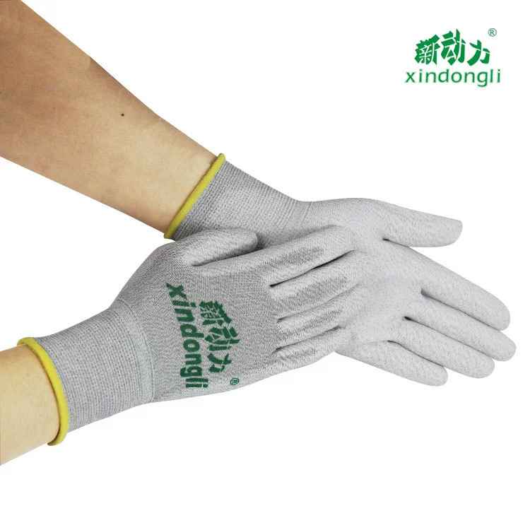 Завод прямые поставки новая мощность ПУ полиуретана ладони покрытием углеродного волокна анти-статические перчатки