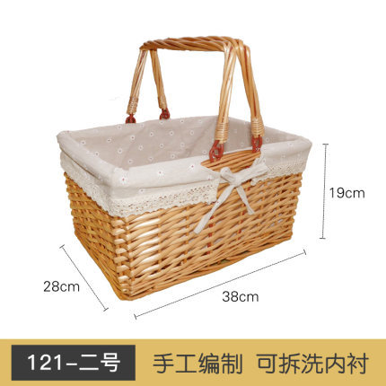 Cesta de almacenamiento de ratán directo de fábrica cesta de fruta de picnic portátil al aire libre cesta de mimbre tejida a mano cesta portátil