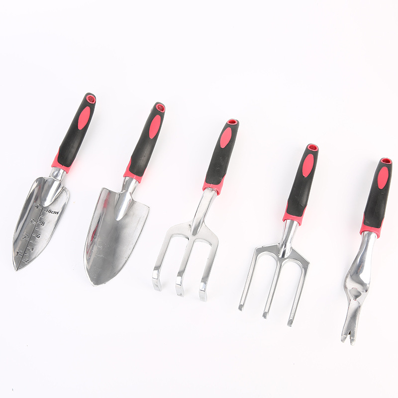 Amazon suministro directo de herramientas de jardín traje de pala de aleación de aluminio de magnesio pala de hierro tenedor mango de silicona de dos colores