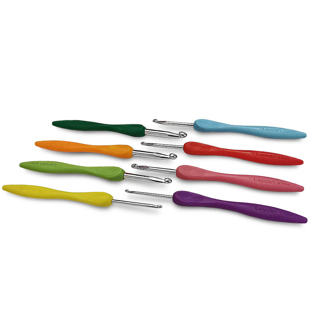 Herramienta de tejer aguja suéter nuevo color mango de plástico alúmina crochet huella digital mango conjunto de 8 bolsas